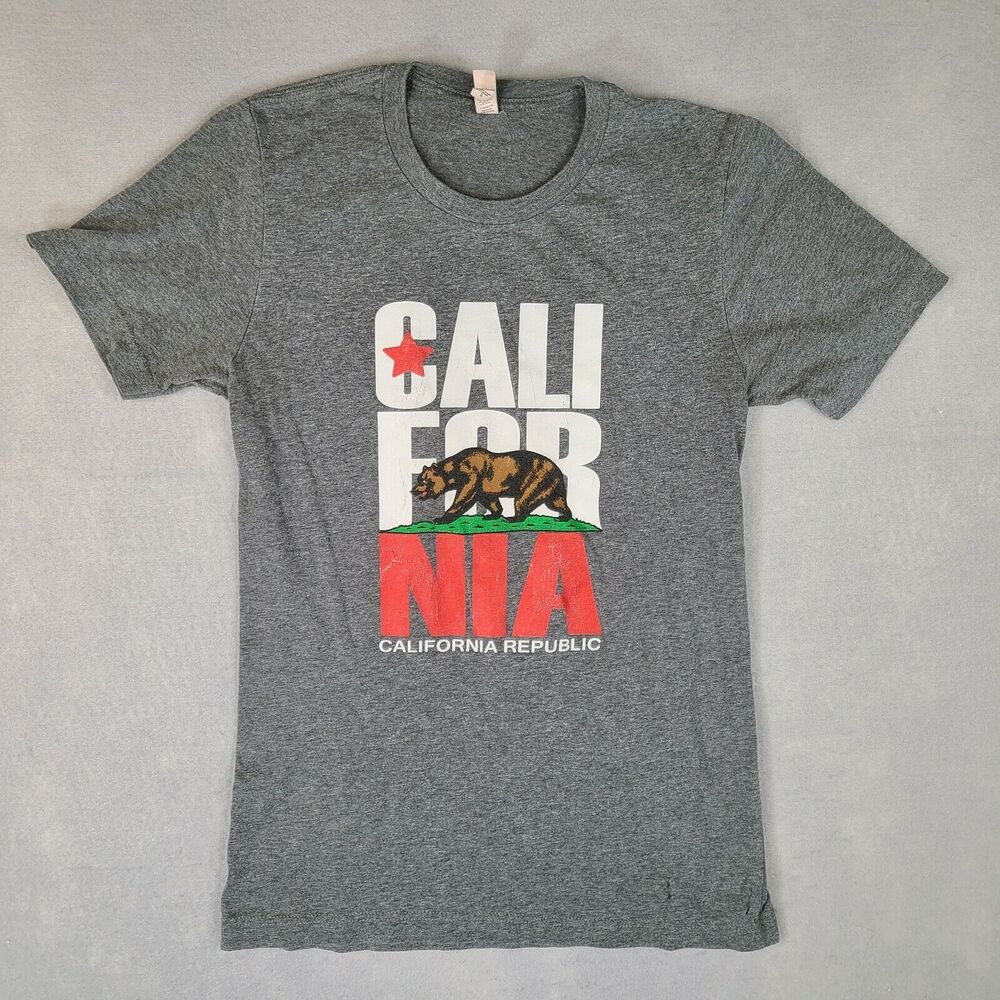Canvas California Men's Graphic T-Shirt Small Gray Short Sleeve Cotton Crewneck‎